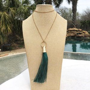 Boho Necklace Long Tassel Statement Faux Leather